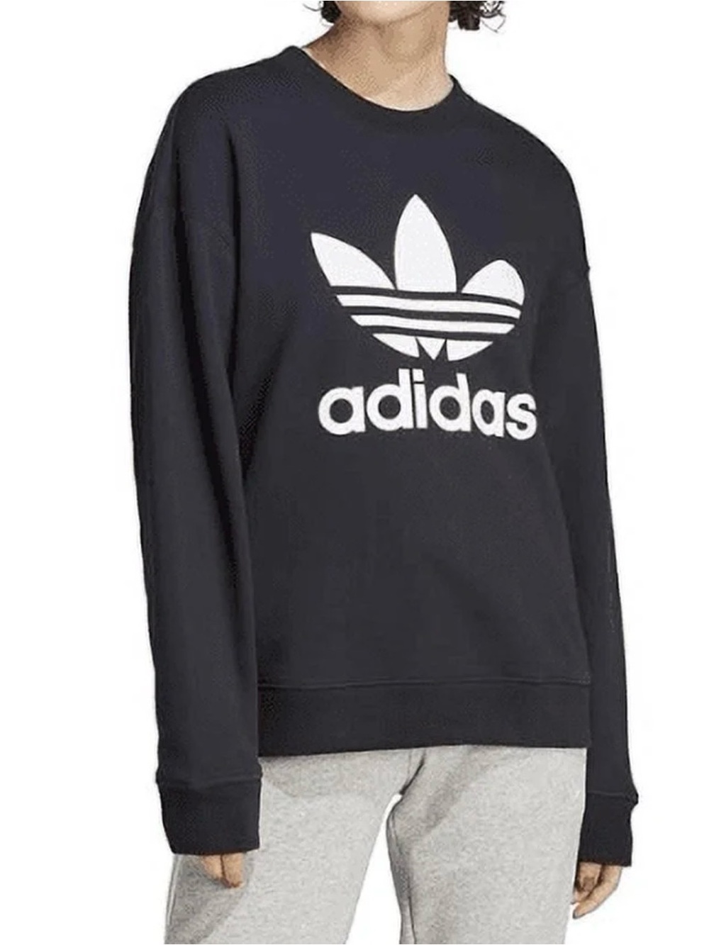 adidas Black Sweatshirt with White Trefoil Logo